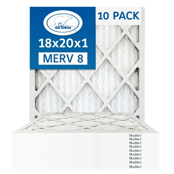 Air Bear MERV 8 18x20x1 Pleated Air Filter 10-pack (Actual Size: 17.5x2x19.5x.75)