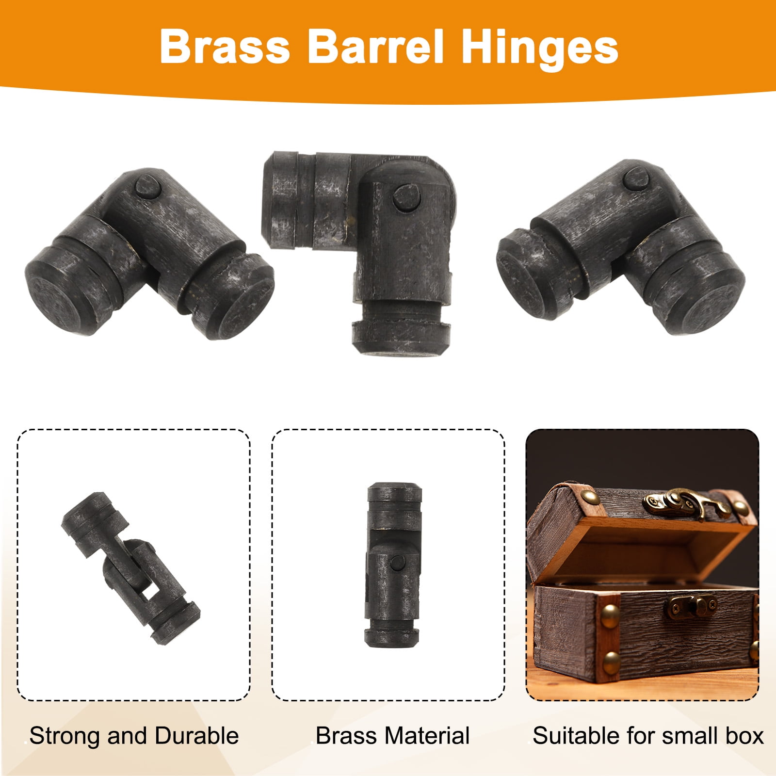 Unique Bargains Invisible Barrel Brass Hinges for Concealed Applications 5x15mm Black
