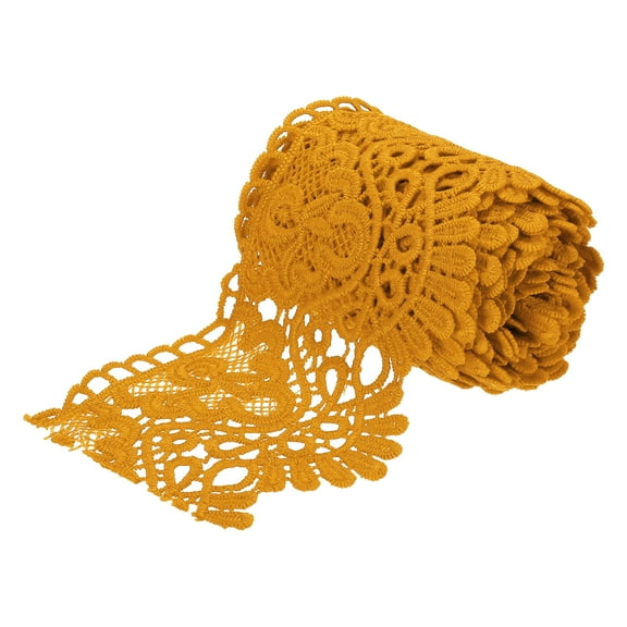 4 Inch Wide 3 Yard Lace Ribbon Floral Pattern Golden Lace Trim Ribbon for Sewing Making DIY Crafts Gift Wrapping Wedding Decor