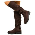 thumbnail image 3 of Women's High Knee Boots Round Toe Suede with Crinkled Back Lacing and Stacked Heel for Fashionable Comfortable Footwear Experience, 3 of 9