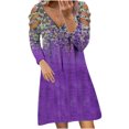 thumbnail image 1 of Vestido suelto con estampado en la espalda y hombros descubiertos de manga larga con cuello en V informal para mujer Pompotops hdfakjf7207, 1 of 5