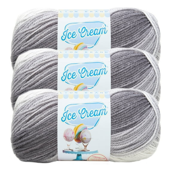 Lion Brand Yarn Ice Cream Cookies & Cream Light Acrylic Yarn 3 Pack