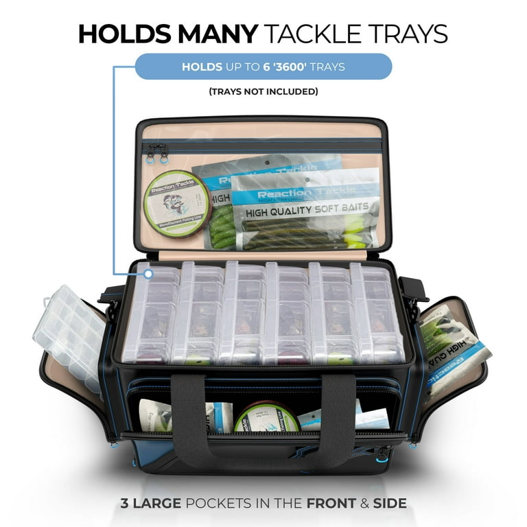 Reaction Tackle Large Tackle Bags - Salt Water Resistant Fishing Bag -  Tackle Storage Organizer