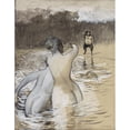 thumbnail image 2 of Franz von Stuck 15x18 Gold Ornate Wood Frame and Double Matted Museum Art Print Titled - Faun and Bathing Mermaids, 2 of 4