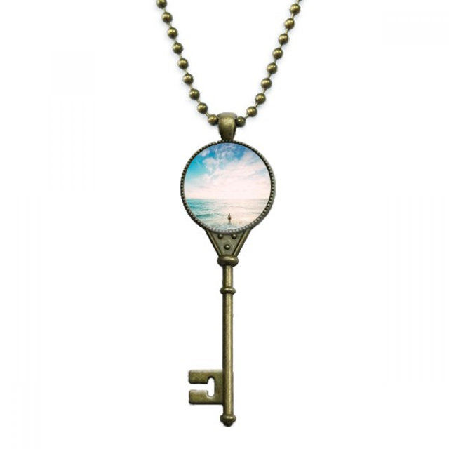 Ocean Sand Beach Mar luz foto Llavero Collar Colgante Bandeja Cadena Embellecida Unbranded M