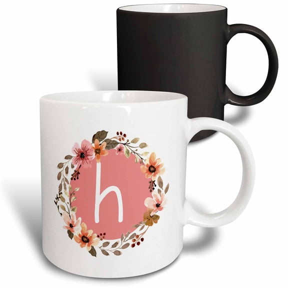 3drose, H Peachy Rustic Style Monogram Initial, 11oz Magic Transforming Mug