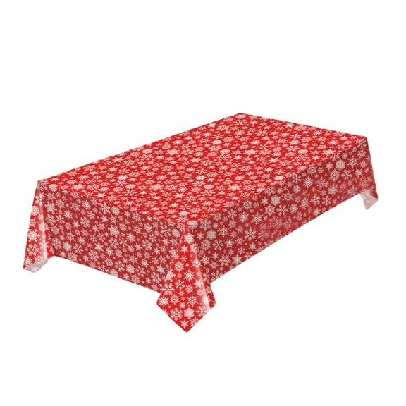Christmas Tablecloth 54 x 108 Inch – Red Plastic Disposable Table Cover with Christmas Tree Pattern, Waterproof and Oil-Proof for Party, Buffet, Catering, Holiday Decorations