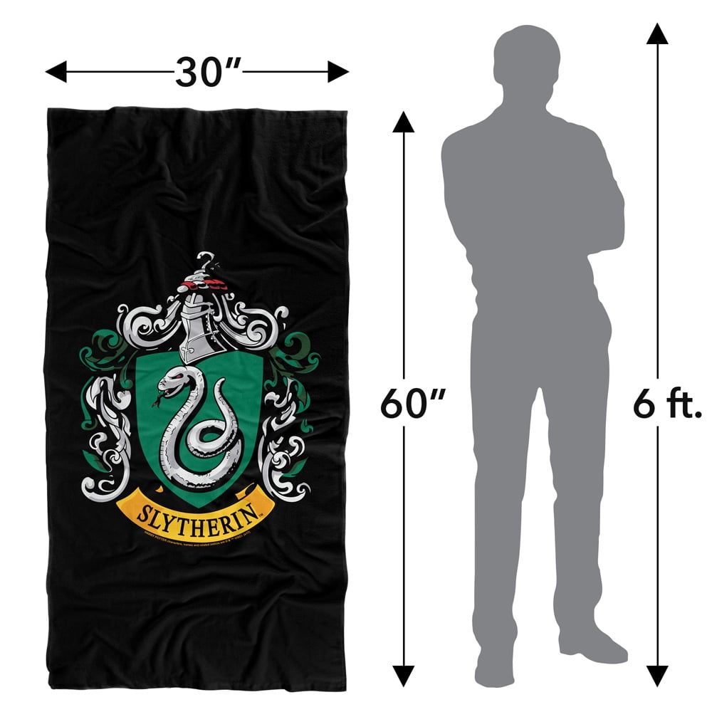 Harry Potter Slytherin Crest Black Officially Licensed Beach Towel 30' X 60'