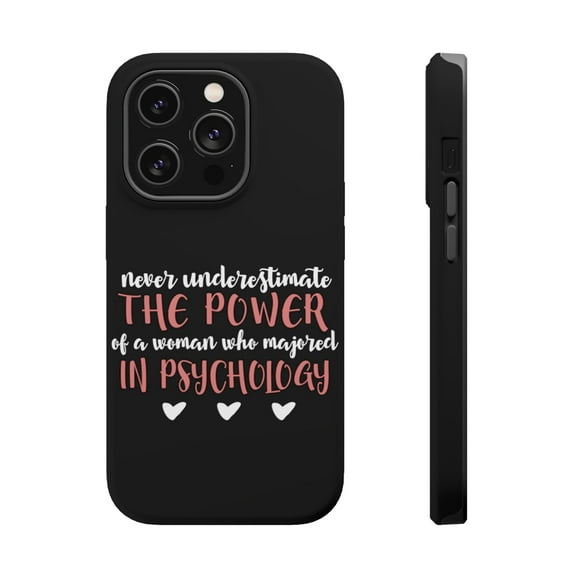 DistinctInk Tough Case for Apple iPhone 15 PRO (6.1" Screen), Compatible with MagSafe Charging - Never Underestimate Woman in Psychology