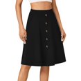 thumbnail image 7 of LWavelet Button-Front Midi Skirt with Side Pockets Women Daily Casual Structured Versatile Bottoms Black S, 7 of 7