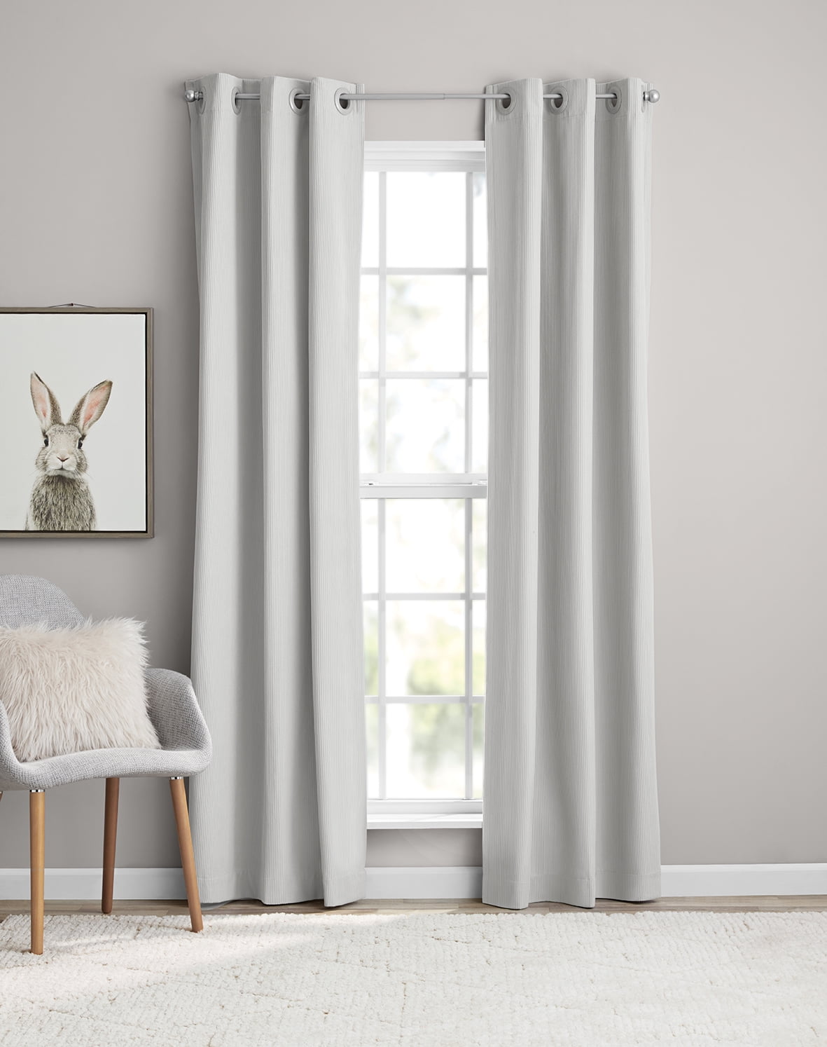 (2 pack) Your Zone Corduroy Blackout Grommet Curtain Panel,1 Panel, Soft Silver, 38"W x 84"L