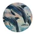 thumbnail image 4 of Orinice Dolphins Ocean Sky Round Table Cover Stain Resistant Washable Indoor Outdoor Tablecloth Kitchen Dining Wedding Parties Outdoor Fitted 100% Polyester Fiber 46-50, 4 of 8