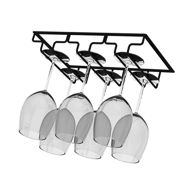 Matsuzay Soporte para copas de vino Comedor Restaurante Colgador de cocina Debajo del gabinete Copa Estante Reutilizable Ahorro de espacio Cocina y Comedor Negro