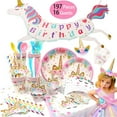 thumbnail image 1 of Party Supplies Party Decorations & Tableware Kit- Disposable Paper Plates, Cups, Napkins, Straws, Birthday Banner, Table Cloth -Serves 16 Guests… (Style C), 1 of 7