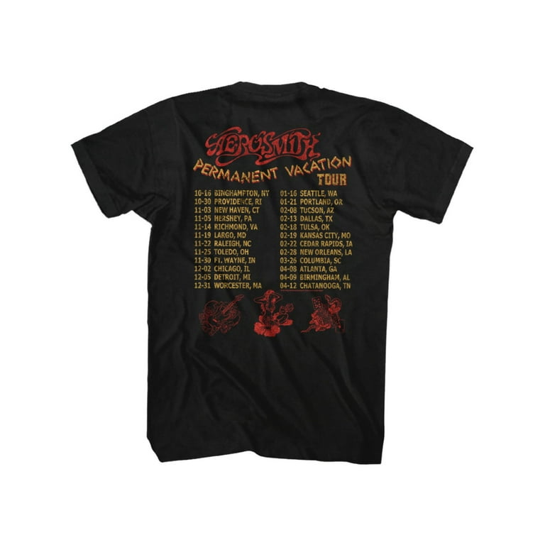 AEROSMITH PERMANENT TOUR 87 89 BLACK ADULT S S TSHIRT M F B