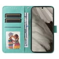 thumbnail image 4 of SaniMore for Google Pixel 8 Wallet Case, Shockproof PU Leather Stand Cover with Card Slot Flip Kickstand Embossed Flower Magnetic Clasp Wrist Strap for Google Pixel 8, Green, 4 of 9