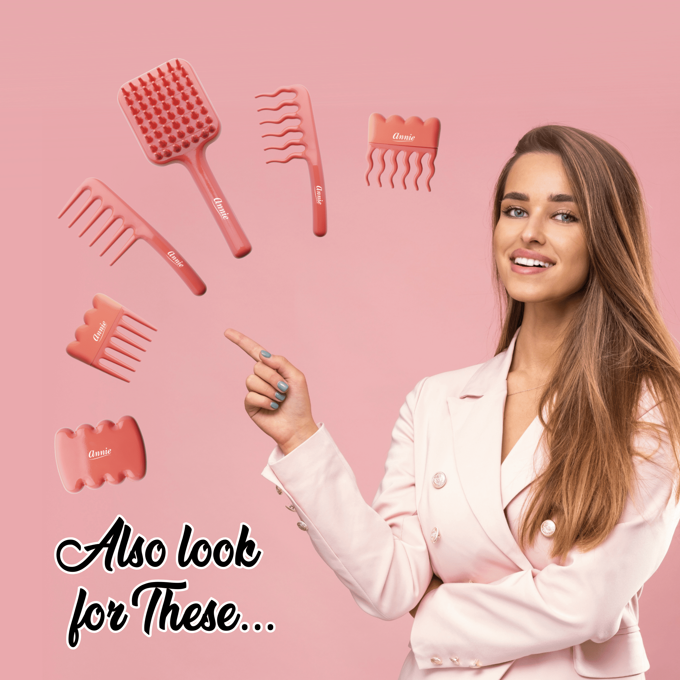 Annie Wavy Teeth Plastic Detangler Comb in Stylish Orange for