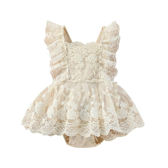 GYRATEDREAM Newborn Baby Girl Lace Ruffles Sleeve Bodysuits Backless Jumpsuit Clothes Romper