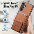 thumbnail image 5 of Allytech Card Holder Back Cover Case for Samsung Galaxy S23 FE, PU Leather TPU Hybrid Kickstand Anti-Scratch Shockproof Slim Vintage Phone Case for Galaxy S23 FE, Brown, 5 of 8