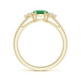 thumbnail image 2 of ANGARA Natural East-West Emerald Solitaire Ring with Diamonds in 14K Yellow Gold for Women (Size-6x4mm) | May Birthstone, Birthday, Anniversary, Jewelry Gift for Women | Natural Emerald Ring, 2 of 7