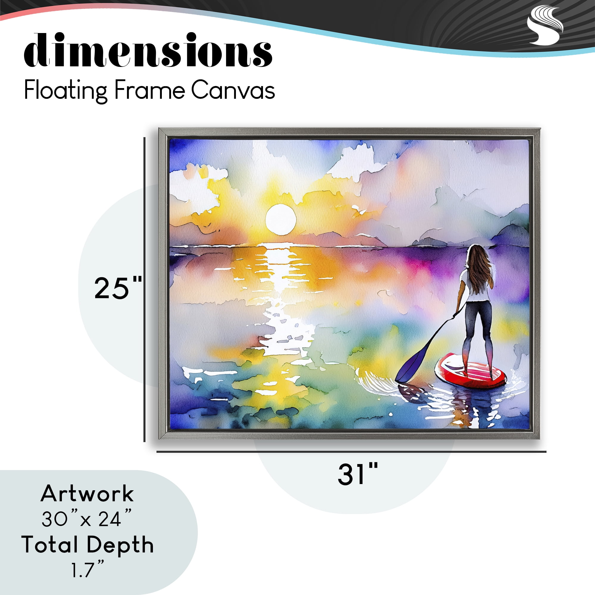 Stupell Industries Sunset Paddle Drift Gray Framed Floater Canvas Wall Art, design by Shelly Craig
