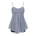 thumbnail image 3 of Women Stripe Print Two Pieces Backless Tankini Swimsuit, 3 of 5