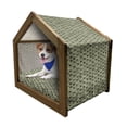 thumbnail image 1 of Fish Scale Pet House, Design with Abstract Curves Ornamental Boho Composition, Outdoor & Indoor Portable Dog Kennel with Pillow and Cover, 5 Sizes, Black and Pale Khaki, by Ambesonne, 1 of 5