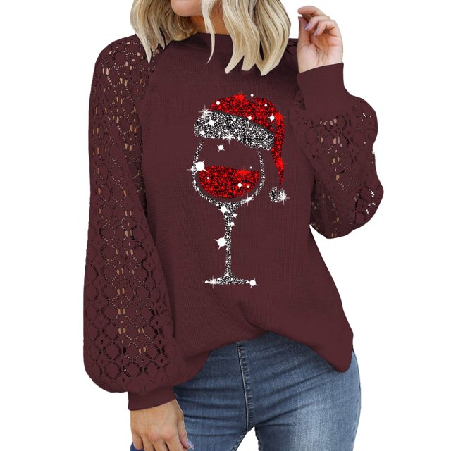 Chemises de Compression en Dentelle Crochetée Décontractées pour Femmes Manches Longues Col Rond T-Shirts pour Femmes Chemises Tricotées Chandail Ample Chemise de Compression Blouses Tops pour Femmes