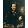 thumbnail image 2 of Johann Kupetzky 12x14 Black Ornate Wood Framed Double Matted Museum Art Print Titled: Self -Portrait on the Easel (1709), 2 of 5