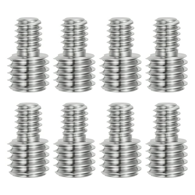 M6 to 3/8"-16UNC Double End Threaded Stud Screw Bolt, 8 Pack 303 Stainless Steel Rod Bolts Thread Reducer Adapter for Camera Furniture Hardware, 16mm Long