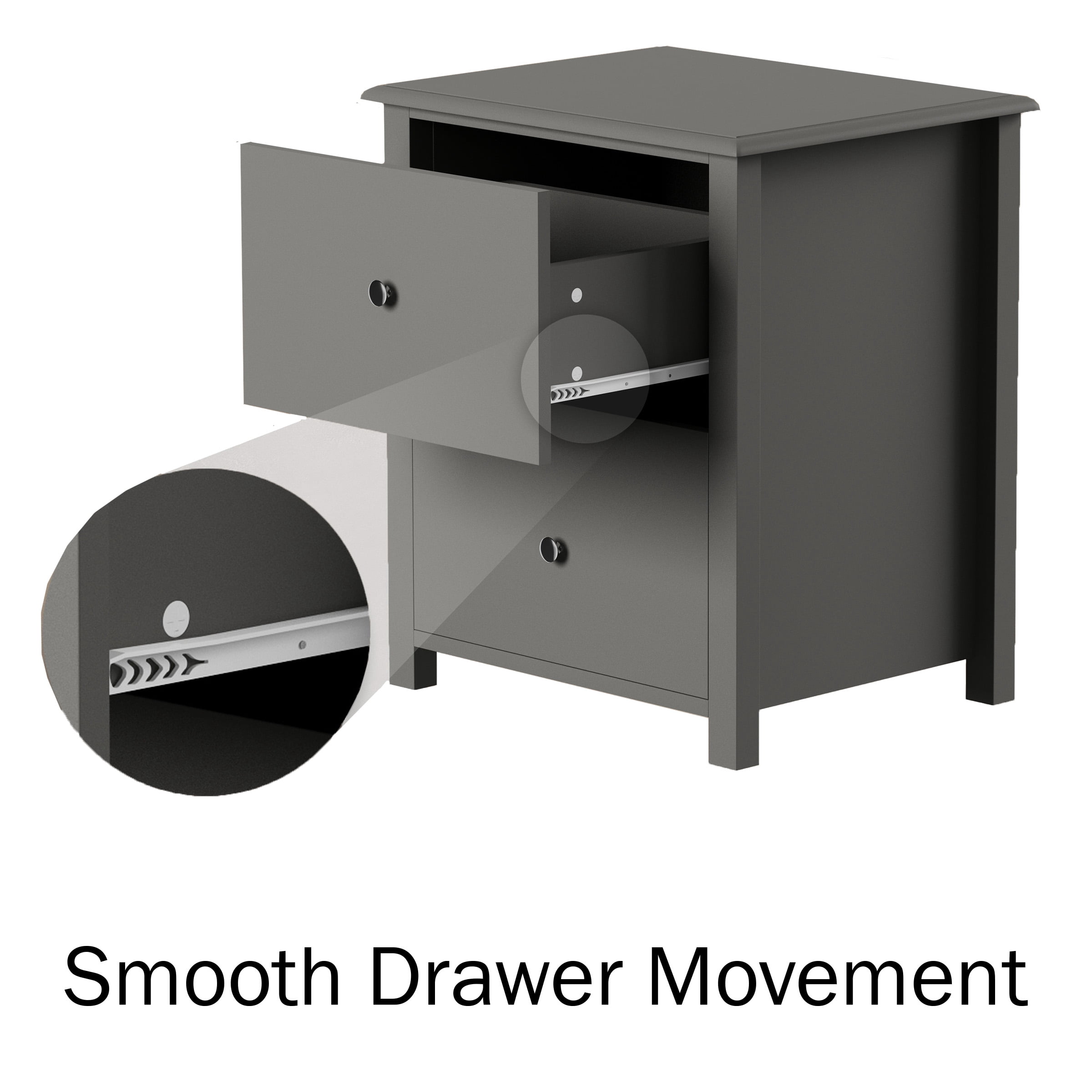 Lavish Home 22-inch End Tables with 2 Drawers (Set of 2), Gray