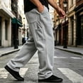 thumbnail image 3 of Mens Lightweight Baggy Sweatpants Wide Leg Casual Workout Pants | Premium Cotton Blend, Elastic Waist Inner Outer Drawstring, Y2K Oversized, Breathable for Gym Lounge Gray 2XL, 3 of 8