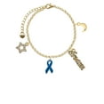thumbnail image 2 of Delight Jewelry Silvertone Blue Ribbon Goldtone Dream Big Charm Bracelet, 7.5+2" Extender, 2 of 4