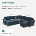 thumbnail image 2 of Marrber U-Shaped Sectional Sofa with Pull Out Bed and Storage, Modern Convertible Sleeper Sectional for Living Room, Apartment, Includes 2 Chaise Lounges, Pet Friendly Corduroy Fabric, Blue, 2 of 8