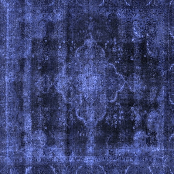 Ahgly Company Machine Washable Indoor Square Abstract Blue Modern Area Rugs, 5' Square