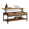 Sauder Iron City Industrial Pipe LiftTop Coffee Table, Checked Oak