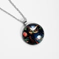 thumbnail image 4 of Owl Glass Design Circular Pendant Necklace - Elegant Jewelry Piece, 4 of 5