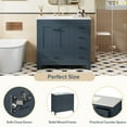 thumbnail image 5 of 36 Inch Bathroom Vanity with Ceramic Sink, Modern Storage Cabinet with 2 Soft-close Doors and 5 Drawers for Bathroom Organization, Blue, 5 of 10