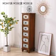 thumbnail image 2 of Mesita de noche con grietas americanas, armario de almacenamiento con cajones de madera maciza barato de 30cm, armario vertical retro con espacio ultraestrecho para dormitorio, 2 of 4