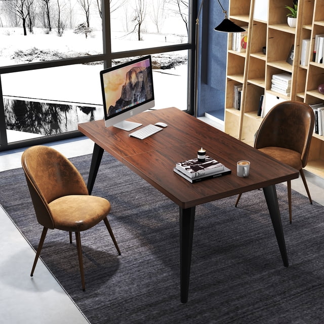 Homy Casa 63 in. Computer Desk with Thick Top and Flat Metal Legs, Multi-Use Meeting Table