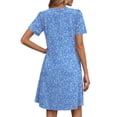 thumbnail image 6 of Fantaslook Summer Dresses for Women Short Sleeve Pleated V Neck Dress A Line Casual Tunic Dresses with Pockets, 6 of 10