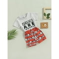 thumbnail image 3 of Bagilaanoe 2pcs Toddler Baby Boy Short Pants Set Short Sleeve Letter Print T Shirt Tops + Shorts 6M 12M 18M 24M 3T Kids Casual Summer Outfits, 3 of 9