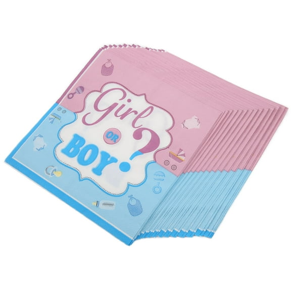 Baby Shower Napkins Gender Reveal Girl or Boy Disposable Paper Party Dinner Napkins Get-together Girl or Boy Napkins Party Supplies Unfolded 13x13in 32 Count