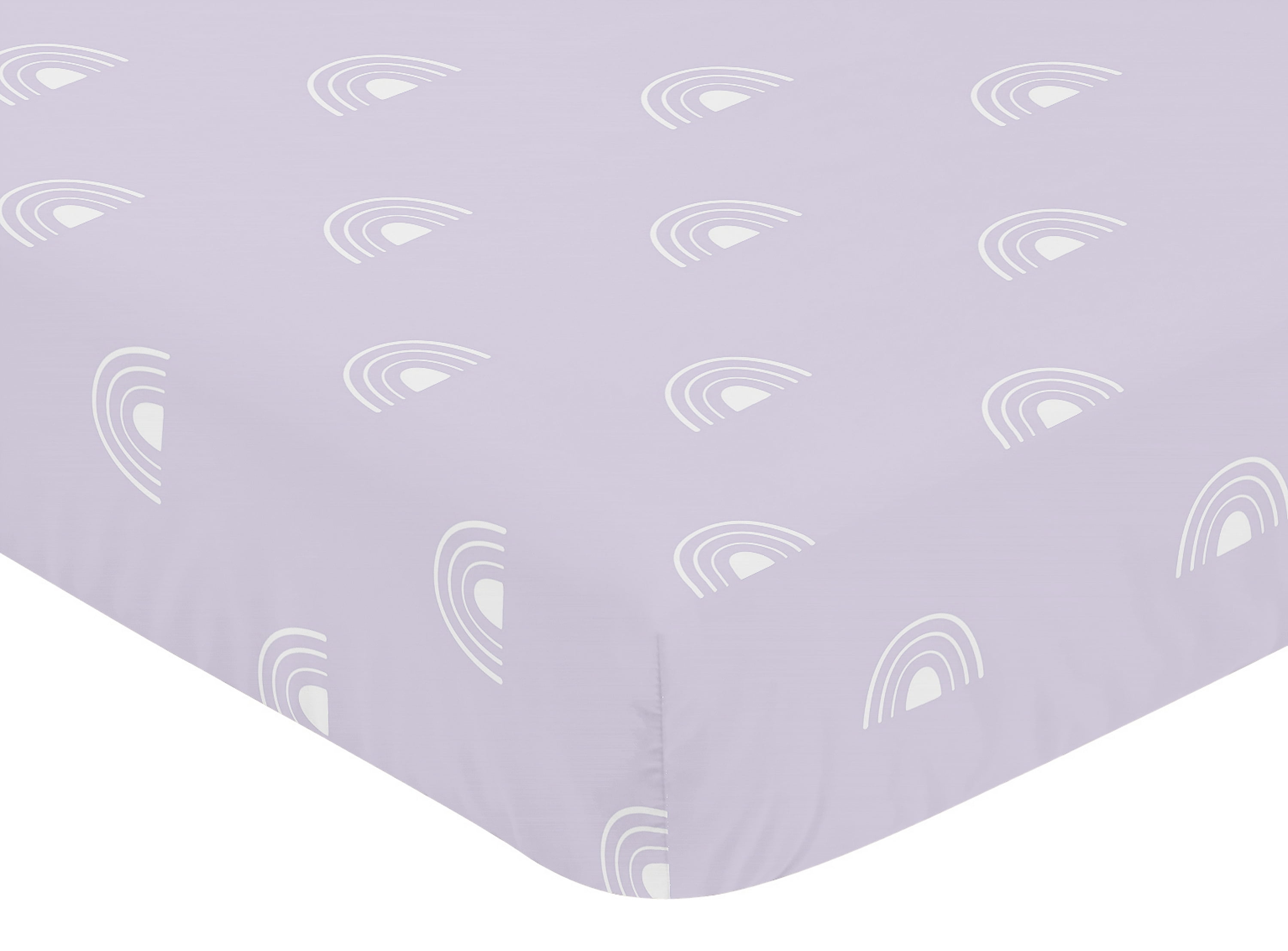 Sweet Jojo Designs Boho Rainbow Lavender Purple and White Fitted Crib Sheet
