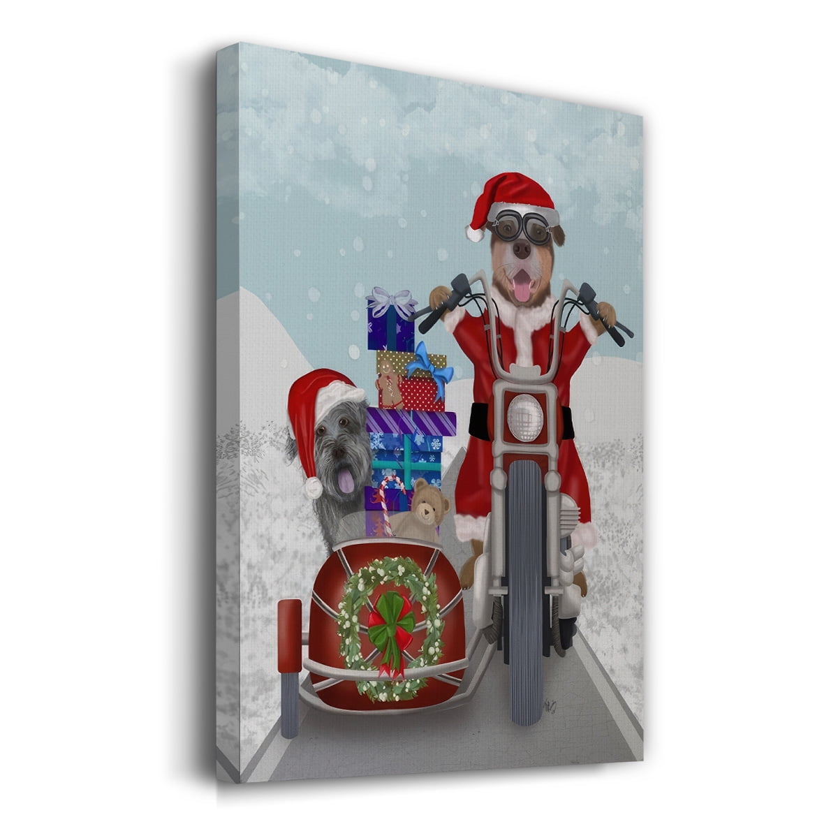 Christmas Mutts Christmas Chopper- Gallery Wrapped Canvas