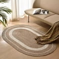 thumbnail image 5 of Neoyler Front Door Mat Woven Cotton Oval Rug Rattan Plaited Style Grass Rope Multi Purpose Reversible Striped Long Lasting Easy Care Low Profile for Entryway Kitchen Bathroom Brown 19.7x7.9x7.9in, 5 of 7