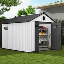 Uforic 8x10ft Outdoor Resin Storage Shed with Floor, 544 cuft Garden Shed with Lockable Door, Windows & Vents, Plastic Tool Storage, Waterproof