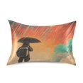 thumbnail image 7 of Yayeee Pillowcase Standard Size Set of 2 Satin Wrinkle Resistant Pillow Case, Astronaut in Rain, 7 of 7