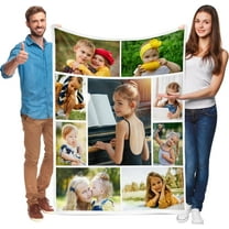 Custom Throw Blanket, with Photos and Text, Picture Collage Blanket, Personalised Gift, for Dad, Mum, Kids, Dog, Friend or on Anniversary, 3 Photos, 50"×60"