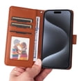 thumbnail image 6 of SaniMore for iPhone 15 Pro Wallet Case, Detachable Strong Magnetic PU Leather Flip Cover PU Leather with Magnetic Shell Card Slots Cash Pocket Wristlet Strap Full Body Protective Stand Shell, Brown, 6 of 12